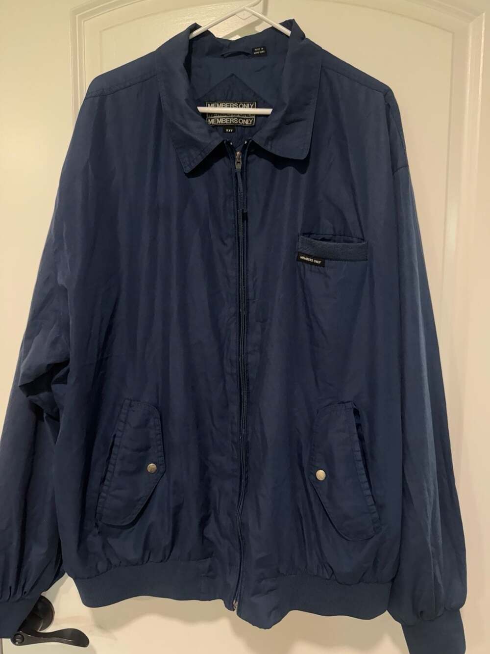 Y2K Navy Bomber Jacket Retro Streetwear Windbreaker Grandpacore Men’s XXL